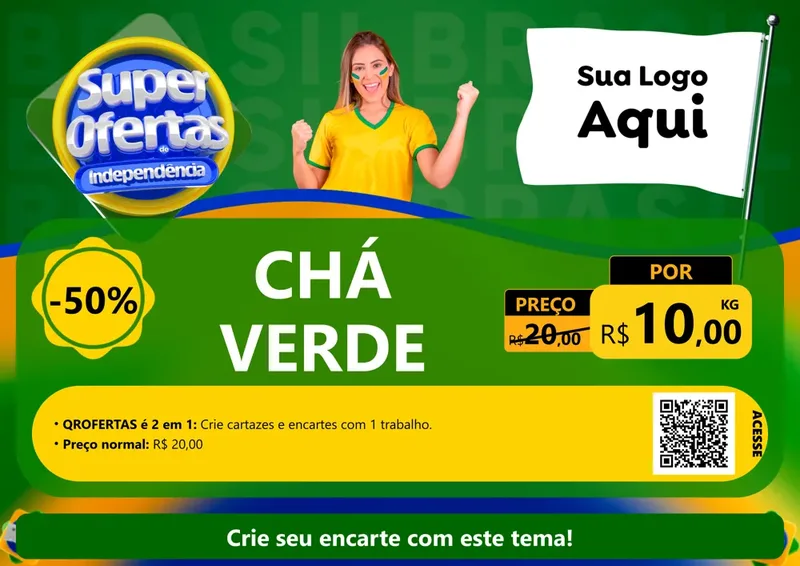 Modelo de Cartaz para Cartaz A4 Horizontal com o tema Super Ofertas de Independência para Produtos Naturais