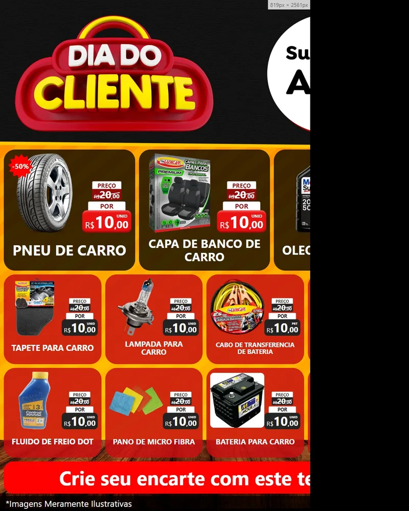 Modelo de Rede Social para Feed Instagram com o tema Dia do Cliente para Auto peças