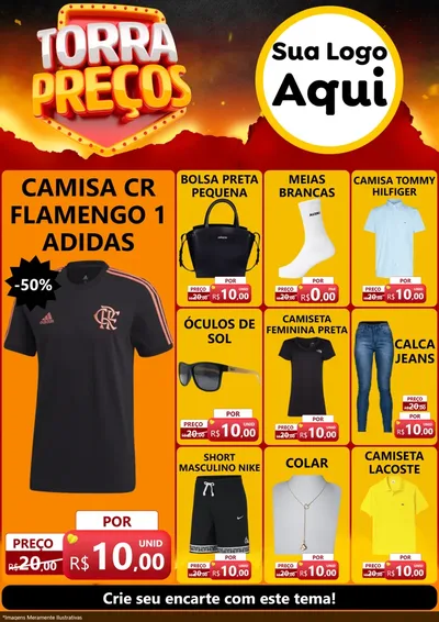 Modelo de Encarte para Encarte A4 Vertical com o tema Torra Preços para Roupas e acessórios
