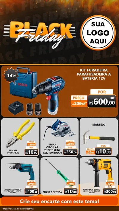 Modelo de Rede Social para Stories com o tema Black Friday para Maquinas e Ferramentas