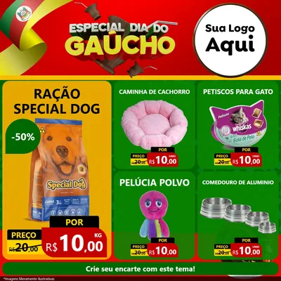 Modelo de Rede Social para Feed Facebook com o tema Especial Dia do Gaúcho para Pet Shop
