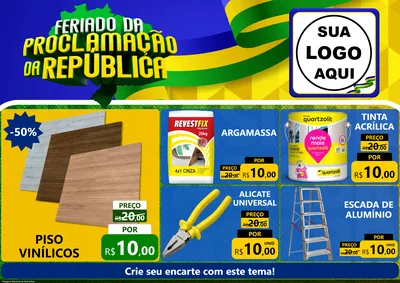 Modelo de Encarte para Encarte A4 Horizontal com o tema Feriado da Proclamação da República para Material para Construção