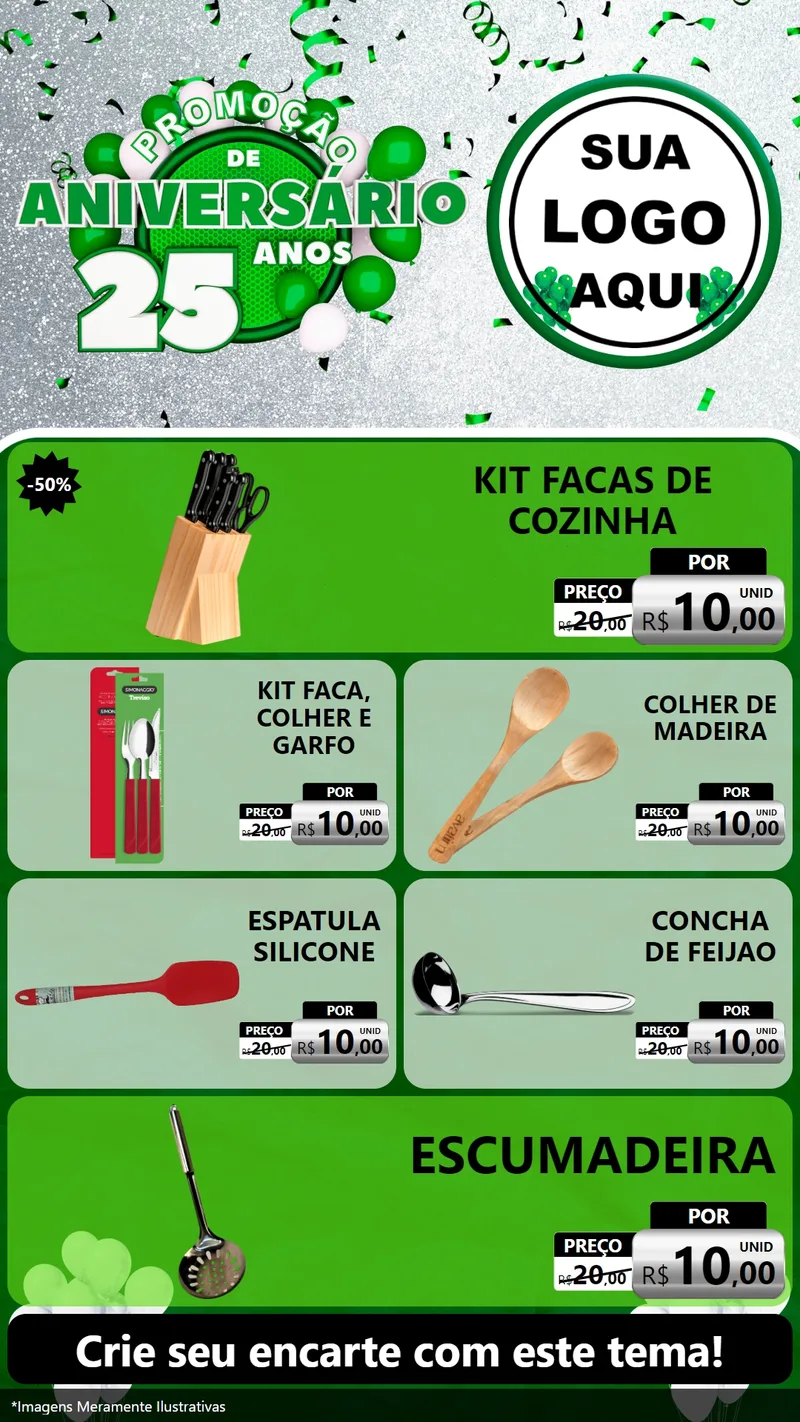 Modelo de TV para TV Vertical com o tema Promoção de Aniversário - 25 Anos para Utilidades Domésticas