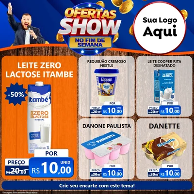 Modelo de Rede Social para Feed Facebook com o tema Ofertas Show No Fim De Semana para Frios e Laticínios