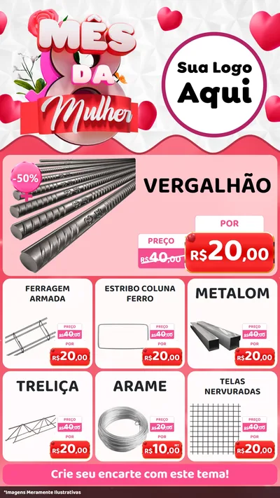 Modelo de Rede Social para Stories com o tema Mês da Mulher para Ferragens