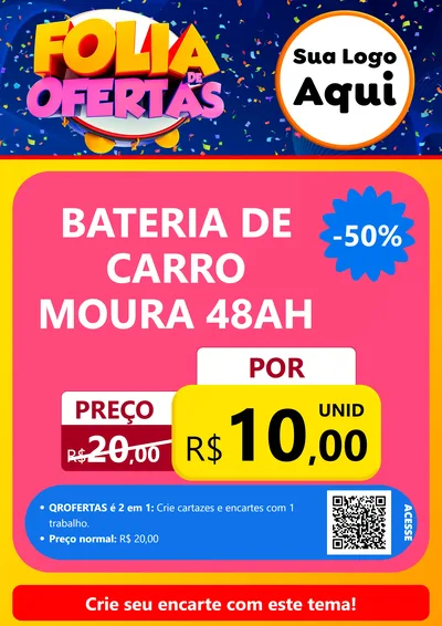 Modelo de Cartaz para Cartaz A4 Vertical com o tema Folia de Ofertas para Baterias Elétricas