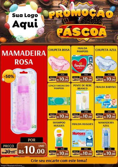 Modelo de Encarte para Encarte A4 Vertical com o tema Promoção Páscoa para Bebês