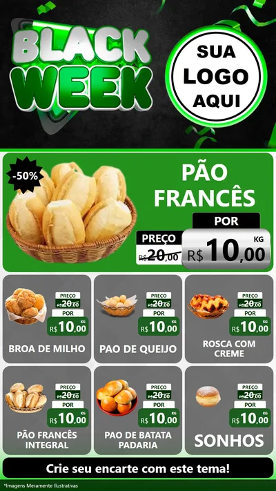 Modelo de Rede Social para Stories com o tema Black Week para Padaria