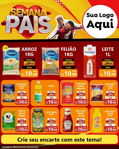 Modelo de Rede Social para Feed Instagram com o tema Semana Dos Pais para Supermercado