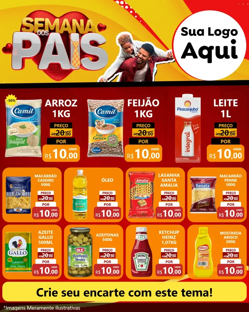 Modelo de Rede Social para Feed Instagram com o tema Semana Dos Pais para Supermercado