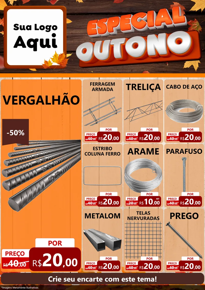 Modelo de Encarte para Encarte A4 Vertical com o tema Especial Outono para Ferragens