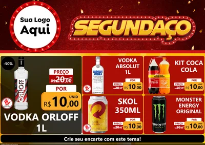 Modelo de Encarte para Encarte A4 Horizontal com o tema Segundaço para Distribuidora de bebidas