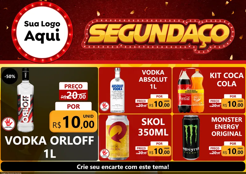 Modelo de Encarte para Encarte A4 Horizontal com o tema Segundaço para Distribuidora de bebidas