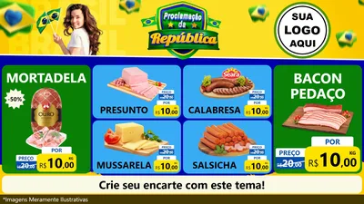 Modelo de TV para TV Horizontal com o tema Proclamação da República para Frios e Laticínios