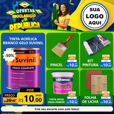 Modelo de Rede Social para Feed Facebook com o tema Ofertas Proclamação da República para Tintas e Ferramentas