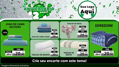 Modelo de TV para TV Horizontal com o tema Promoção de Aniversário - 2 Anos para Cama, Mesa e Banho