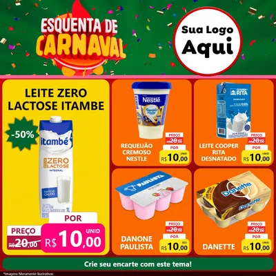 Modelo de Rede Social para Feed Facebook com o tema Esquenta de Carnaval para Frios e Laticínios
