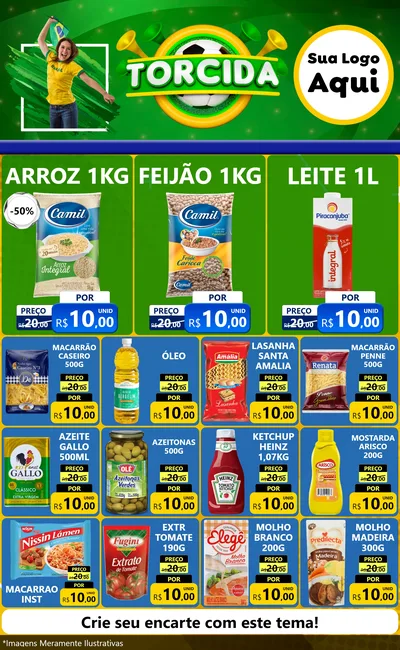 Modelo de Encarte para Encarte Grande com o tema Torcida para Supermercado