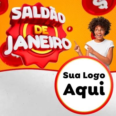 Modelo de Rede Social para Feed Facebook com o tema Saldão de Janeiro para Supermercado