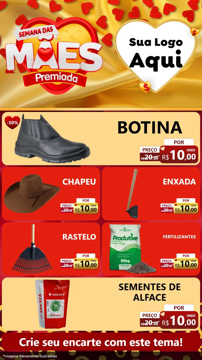 Modelo de TV para TV Vertical com o tema Semana das Mães Premiada para Agropecuária