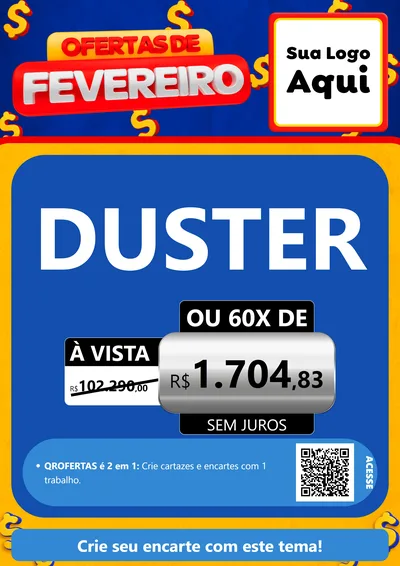 Modelo de Cartaz para Cartaz A4 Vertical com o tema Ofertas de Fevereiro para Concessionaria de Carros