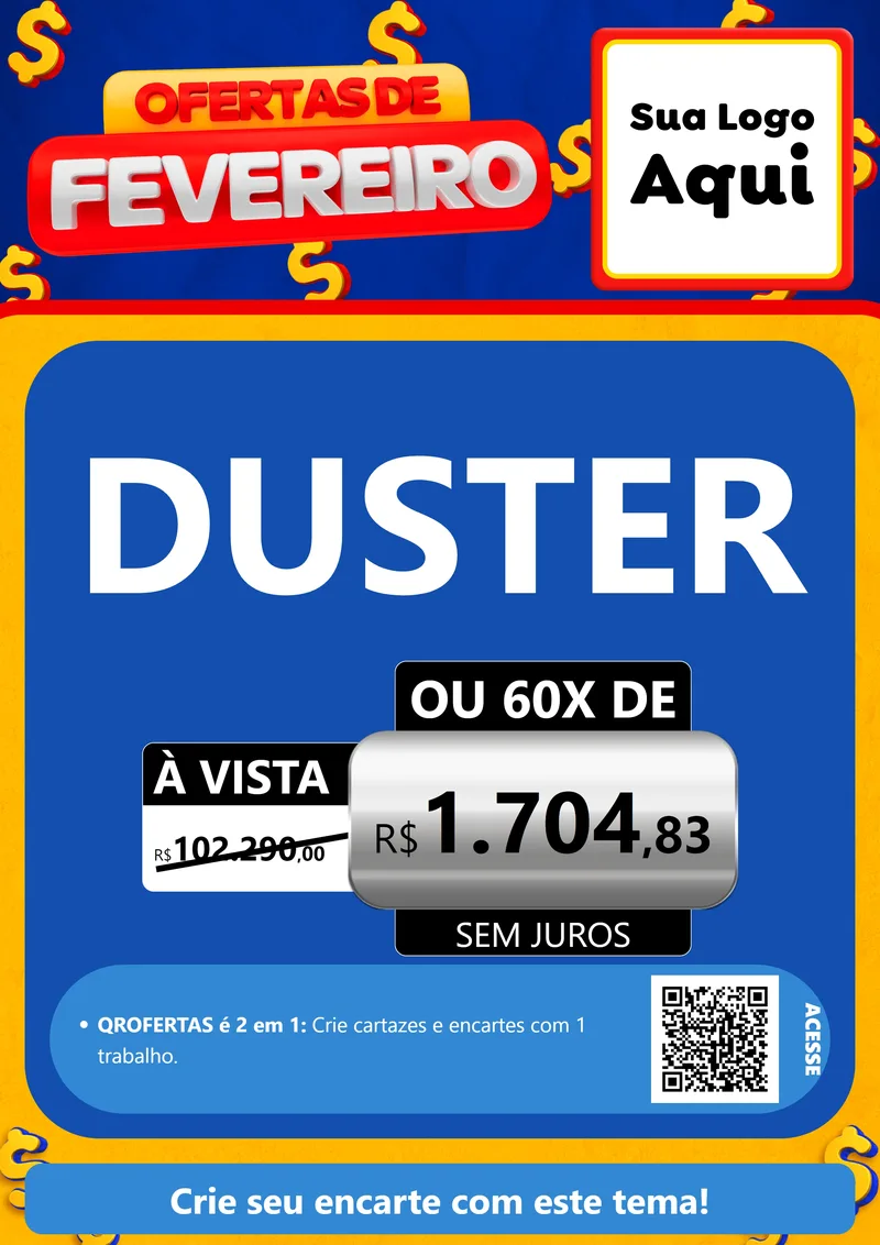 Modelo de Cartaz para Cartaz A4 Vertical com o tema Ofertas de Fevereiro para Concessionaria de Carros