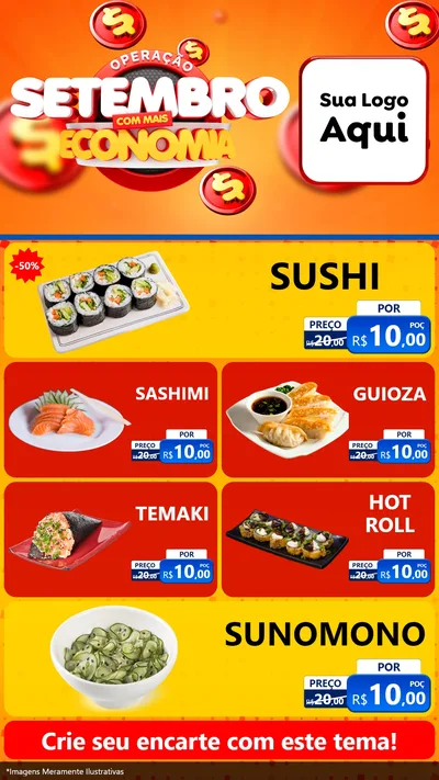 Modelo de TV para TV Vertical com o tema Operação Setembro Com Muita Economia para Comida japonesa