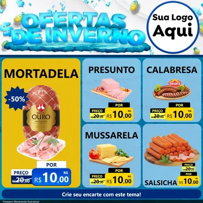 Modelo de Rede Social para Feed Facebook com o tema Ofertas de Inverno para Frios e Laticínios
