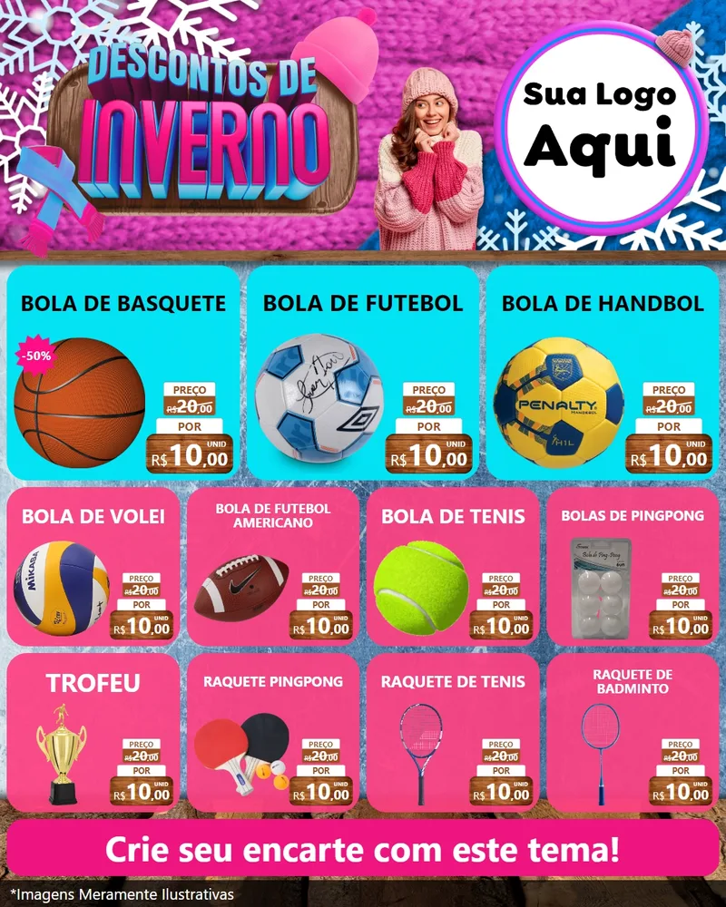 Modelo de Rede Social para Feed Instagram com o tema Descontos de Inverno para Artigos Esportivos