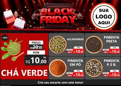 Modelo de Encarte para Encarte A4 Horizontal com o tema Black Friday para Produtos Naturais