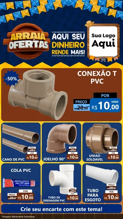 Modelo de Rede Social para Stories com o tema Arraiá de Ofertas - Junina para Tubos e conexões