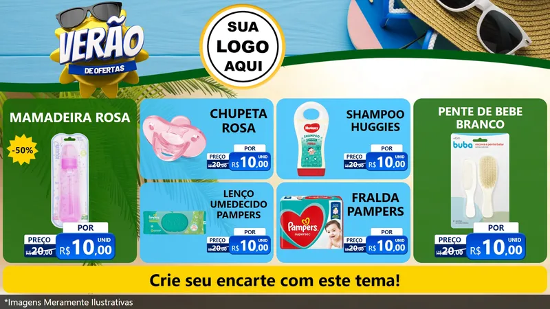 Modelo de TV para TV Horizontal com o tema Verão de Ofertas para Bebês