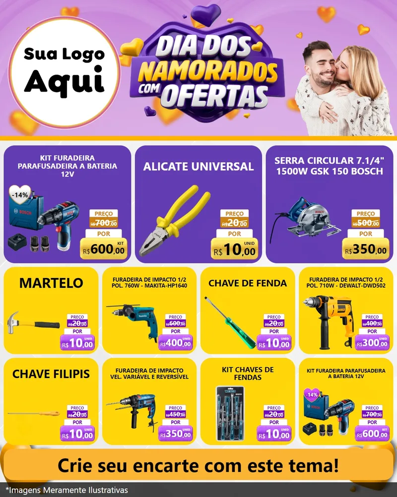 Modelo de Rede Social para Feed Instagram com o tema Dia Dos Namorados Com Ofertas para Maquinas e Ferramentas