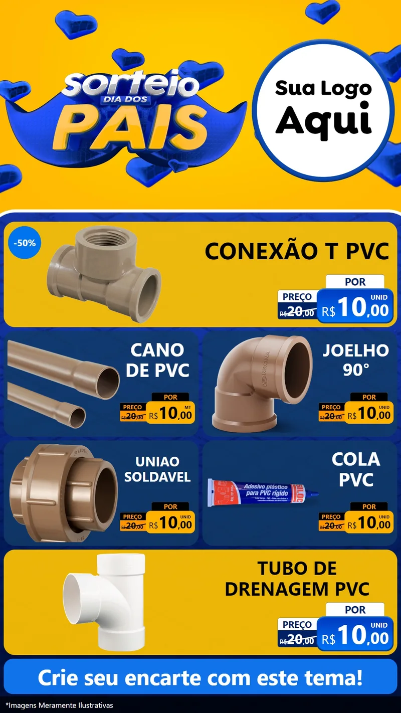 Modelo de TV para TV Vertical com o tema Sorteio Dia dos Pais para Tubos e conexões