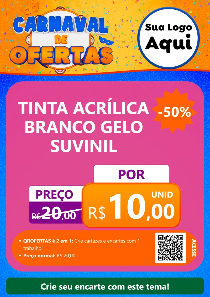 Modelo de Cartaz para Cartaz A4 Vertical com o tema Carnaval de Ofertas para Tintas e Ferramentas