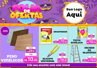Modelo de Encarte para Encarte A4 Horizontal com o tema Folia de Ofertas para Material para Construção