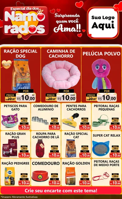Modelo de Encarte para Encarte Grande com o tema Especial Dia dos Namorados para Pet Shop