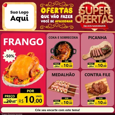 Modelo de Rede Social para Feed Facebook com o tema Dia dos Namorados para Assados
