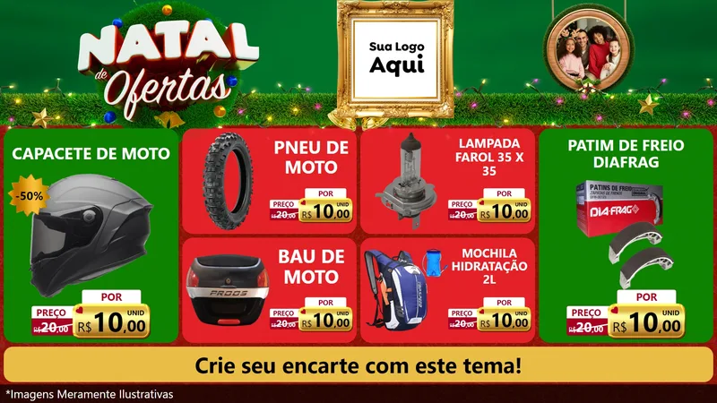 Modelo de TV para TV Horizontal com o tema Natal de Ofertas para Moto peças