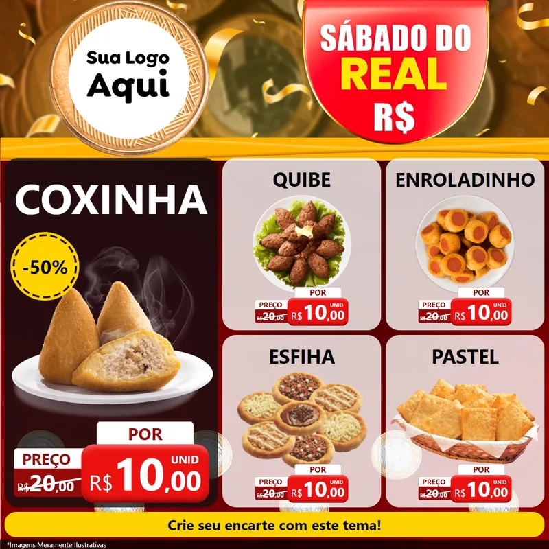 Modelo de Rede Social para Feed Facebook com o tema Sábado do Real para Salgadaria