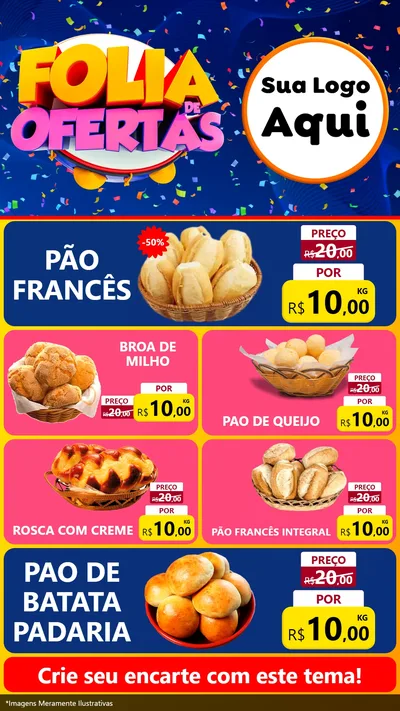 Modelo de TV para TV Vertical com o tema Folia de Ofertas para Padaria