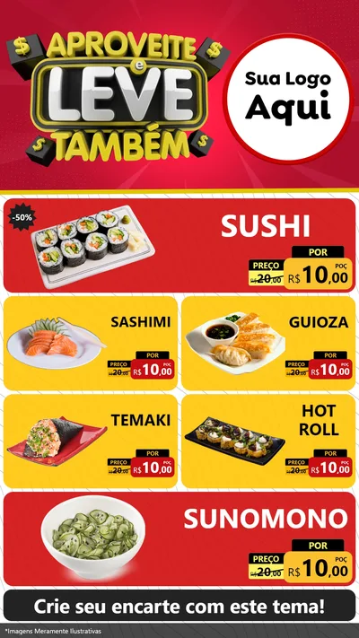 Modelo de TV para TV Vertical com o tema Aproveite e Leve Também para Comida japonesa