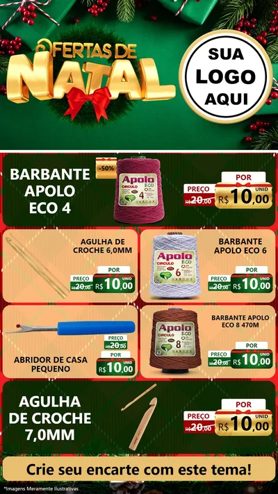 Modelo de TV para TV Vertical com o tema Ofertas de Natal para Armarinho e Aviamentos