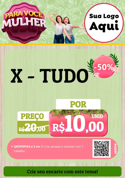 Modelo de Cartaz para Cartaz A4 Vertical com o tema Para Você Mulher para Hamburgueria