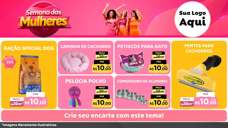 Modelo de TV para TV Horizontal com o tema Semana das Mulheres para Pet Shop