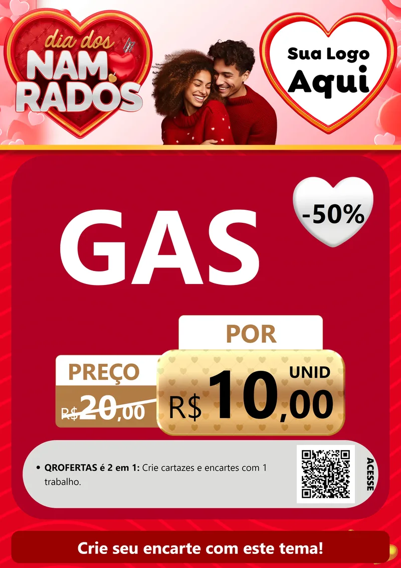 Modelo de Cartaz para Cartaz A4 Vertical com o tema Dia dos Namorados para Água e gás
