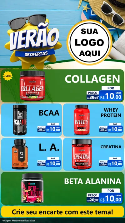 Modelo de TV para TV Vertical com o tema Verão de Ofertas para Suplementos alimentares