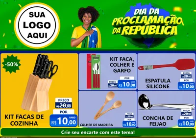 Modelo de Encarte para Encarte A4 Horizontal com o tema Dia Da Proclamação Da República para Utilidades Domésticas