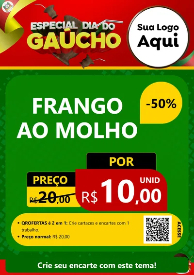 Modelo de Cartaz para Cartaz A4 Vertical com o tema Especial Dia do Gaúcho para Restaurante