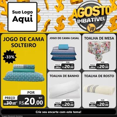 Modelo de Rede Social para Feed Facebook com o tema Agosto imbatível para Cama, Mesa e Banho